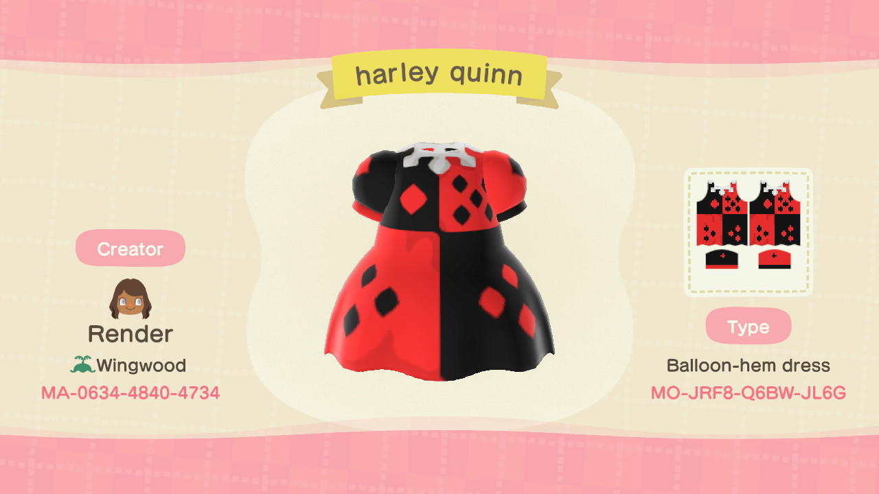 Animal Crossing Design Code: MO-JRF8-Q68W-JL6G Harley Quinn