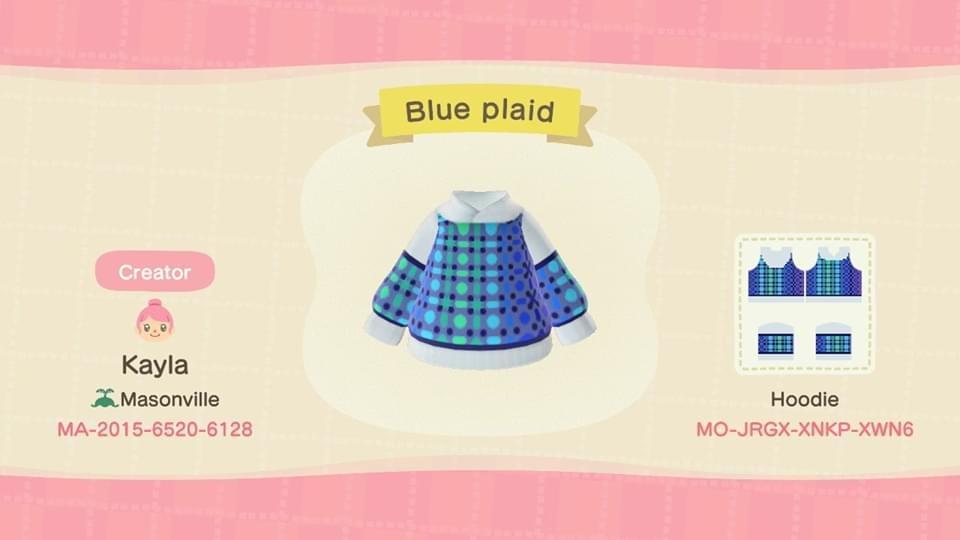 Animal Crossing Design Code: MO-JRGX-XNKP-XWN6 Plaid hoodie