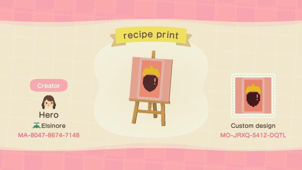 Animal Crossing Design Code: MO-JRXQ-5412-DQTL Recipe Card