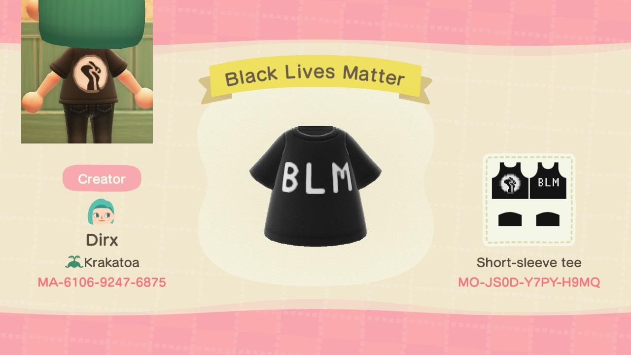 Animal Crossing Design Code: MO-JS0D-Y7PY-H9MQ Black Lives Matter