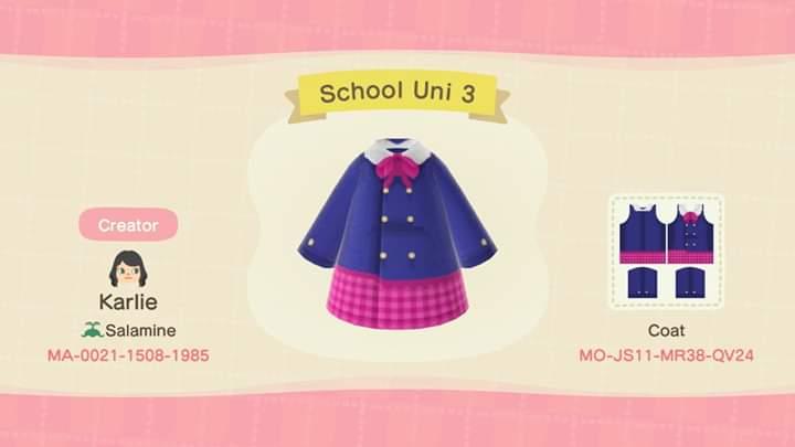 Animal Crossing Design Code: MO-JS11-MR38-QV24 School Uniform 3