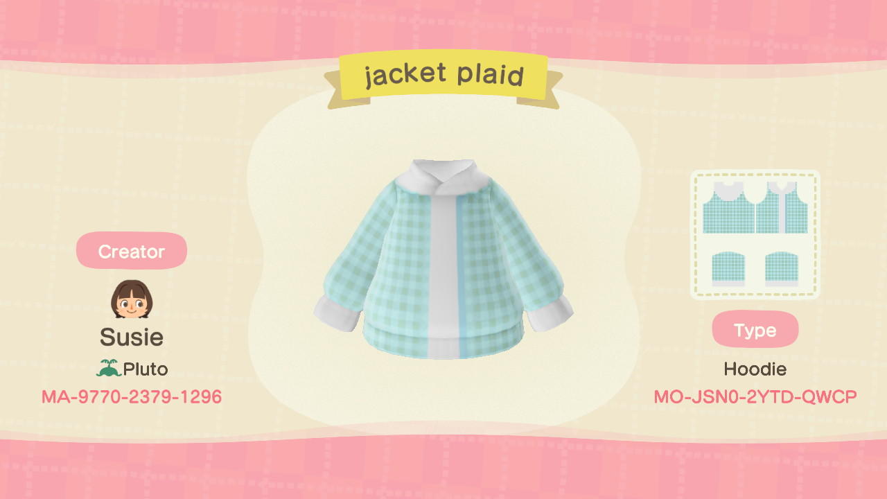 Animal Crossing Design Code: MO-JSNO-2YTD-QWCP jacket plaid