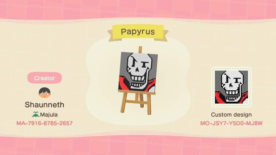 Animal Crossing Design Code: MO-JSY7-Y5D0-MJ8W Papyrus
