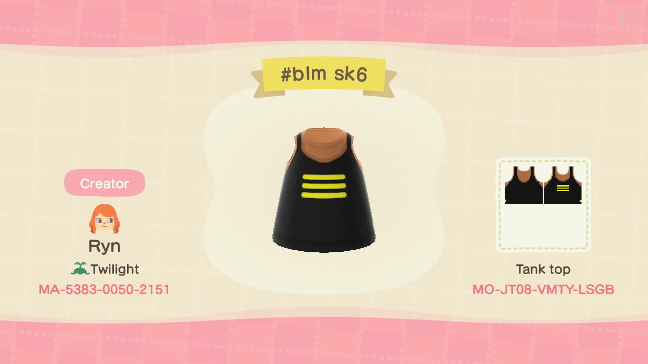 Animal Crossing Design Code: MO-JT08-VMTY-LSGB #blm sk6