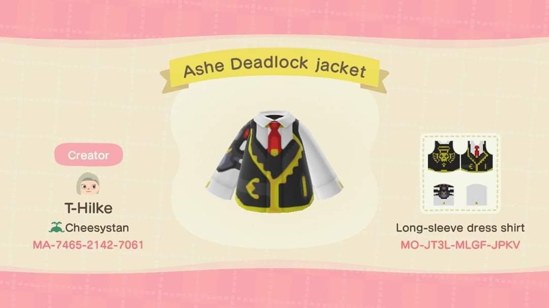 Animal Crossing Design Code: MO-JT3L-MLGF-JPKV Ashe Deadlock jacket