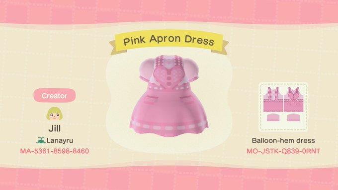 Animal Crossing Design Code: MO-JTSK-Q839-0RNT Pink Apron Dress