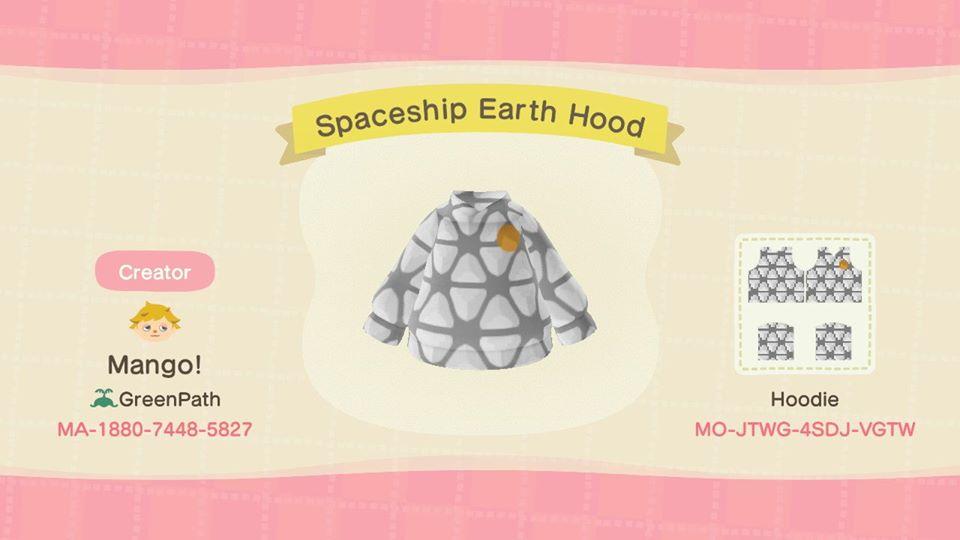 Animal Crossing Design Code: MO-JTWG-4SDJ-VGTW SpaceShip Earth Hood