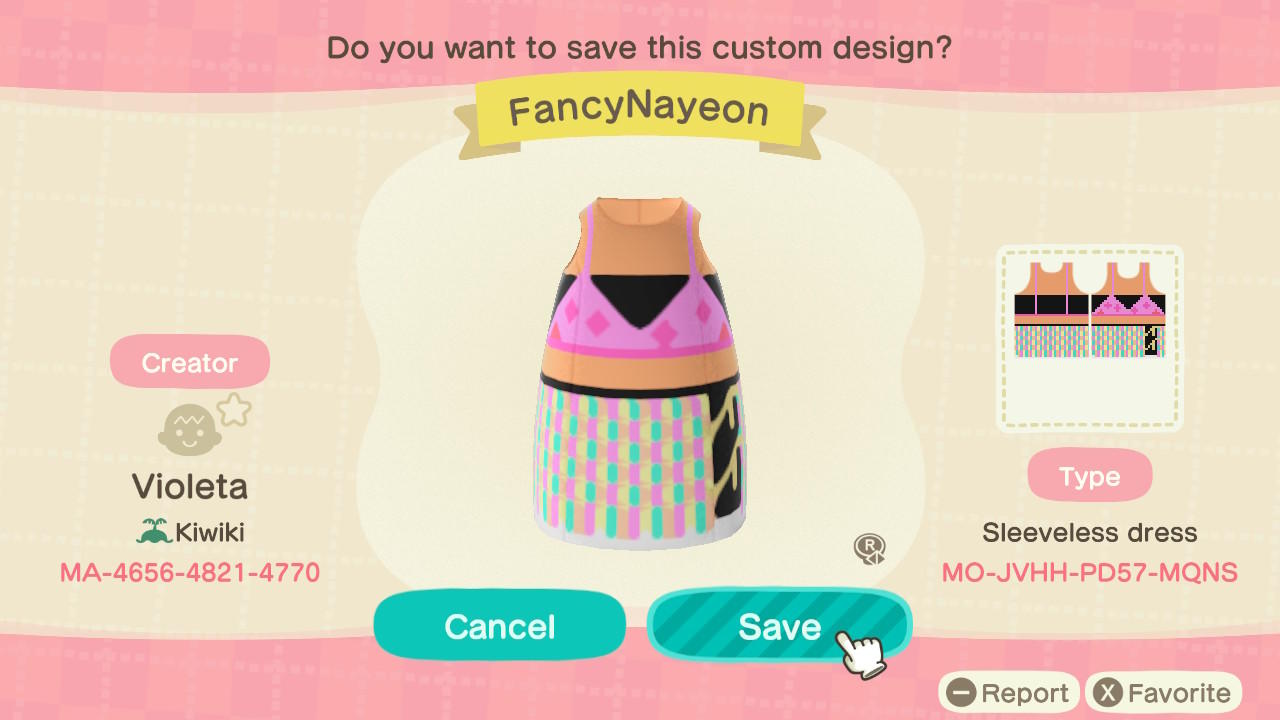 Animal Crossing Design Code: MO-JVHH-PD57-MQNS FancyNayeon