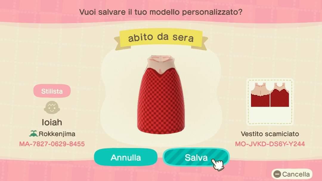 Animal Crossing Design Code: MO-JVKD-DS6Y-Y244 Long red gala dress