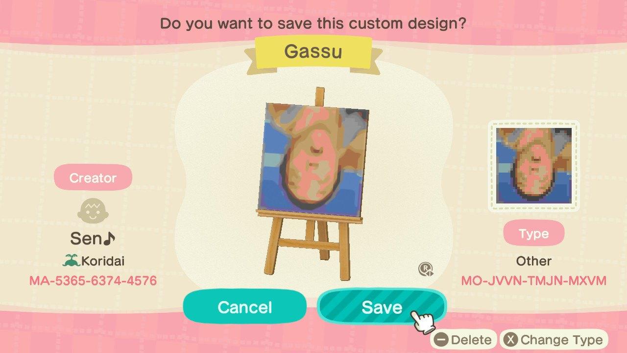 Animal Crossing Design Code: MO-JVVN-TMJN-MXVM Gassu