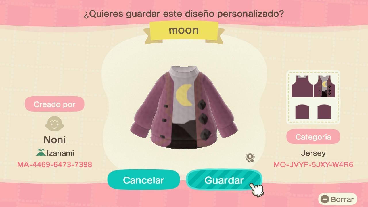 Animal Crossing Design Code: MO-JVYF-5JXY-W4R6 Moon