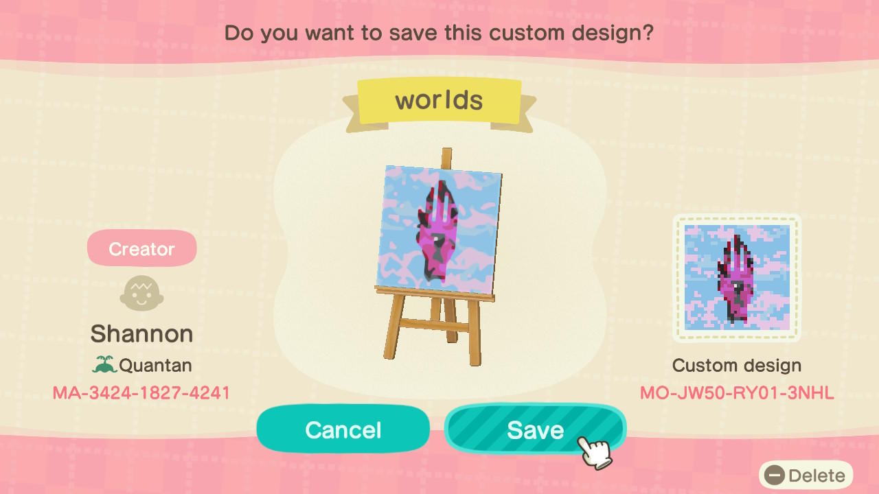Animal Crossing Design Code: MO-JW50-RY01-3NHL Porter Robinson Worl