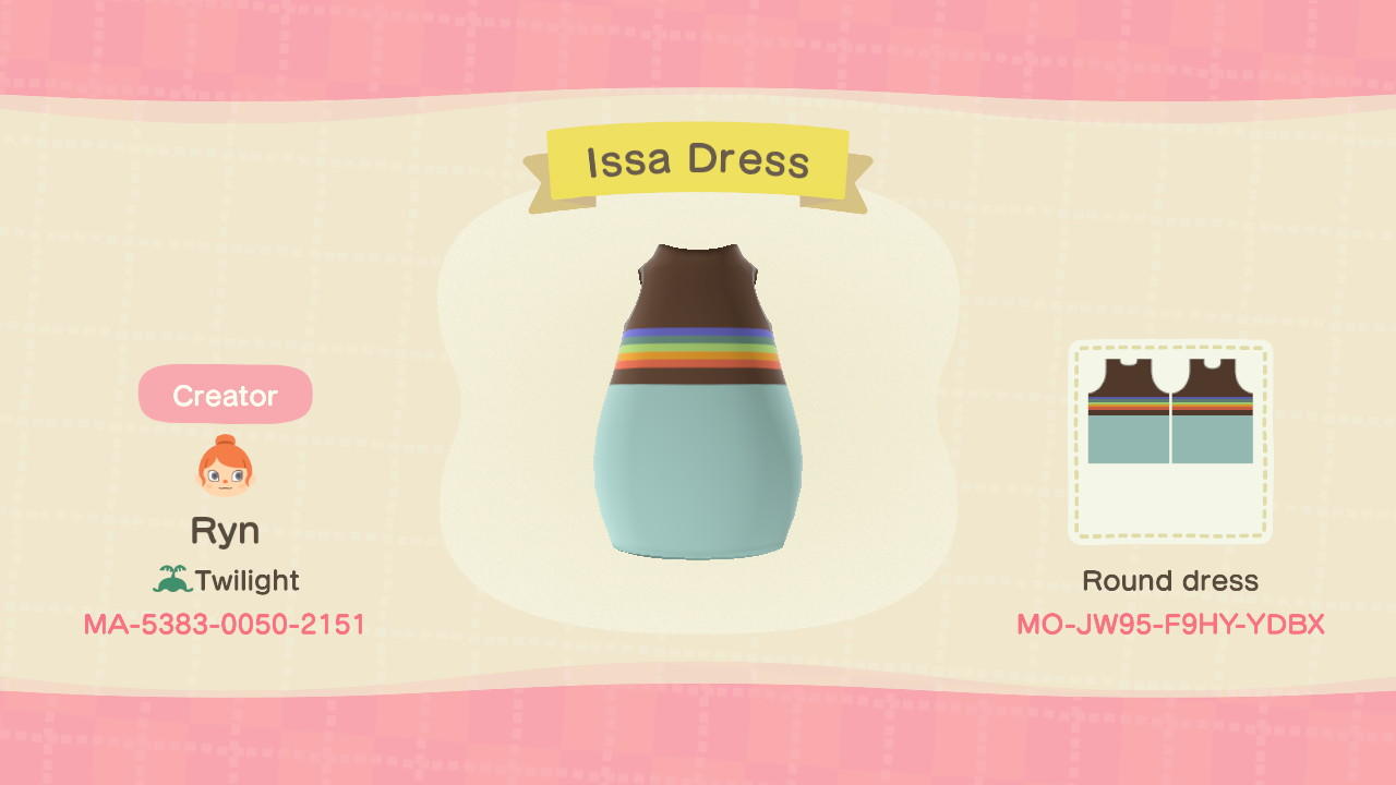 Animal Crossing Design Code: MO-JW95-F9HY-YDBX Issa Dress