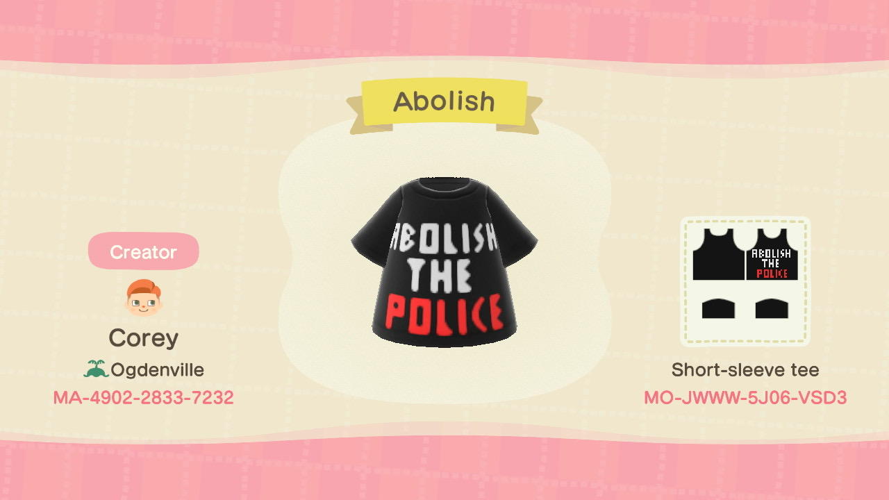 Animal Crossing Design Code: MO-JWWW-5J06-VSD3 Abolish