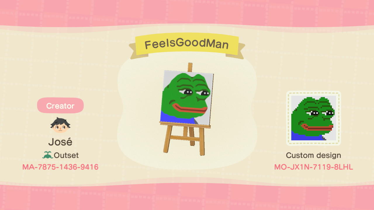 Animal Crossing Design Code: MO-JX1N-7119-8LHL FeelsGoodMan