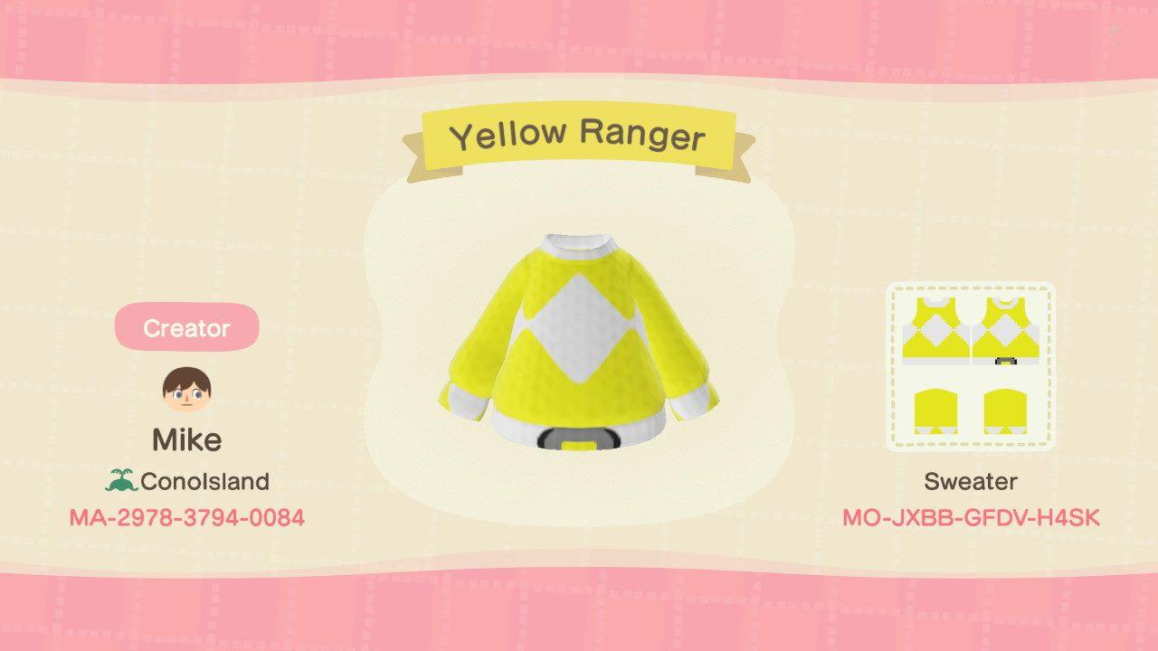 Animal Crossing Design Code: MO-JXBB-GFDV-H4SK Yellow Power Ranger