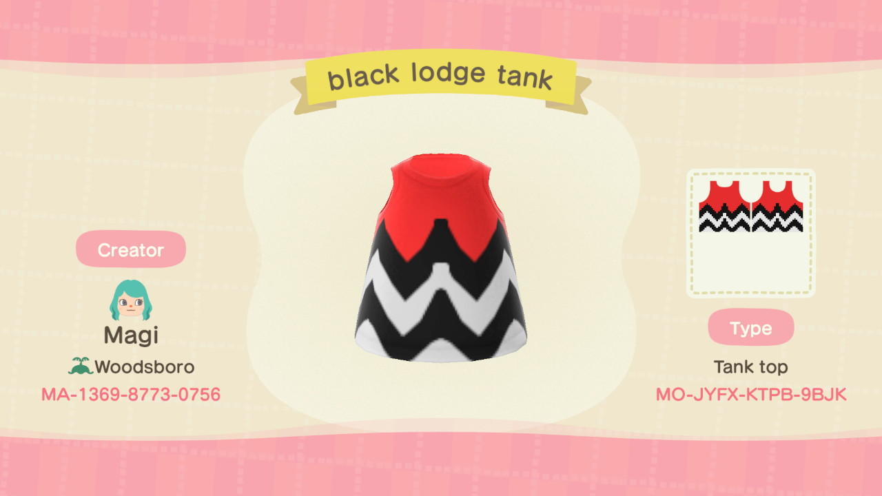 Animal Crossing Design Code: MO-JYFX-KTPB-9BJK Black Lodge Tank