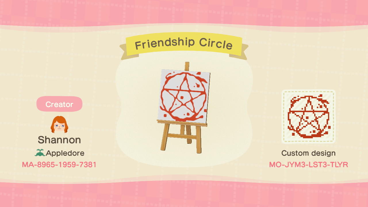 Animal Crossing Design Code: MO-JYM3-LST3-TLYR Friendship Circle