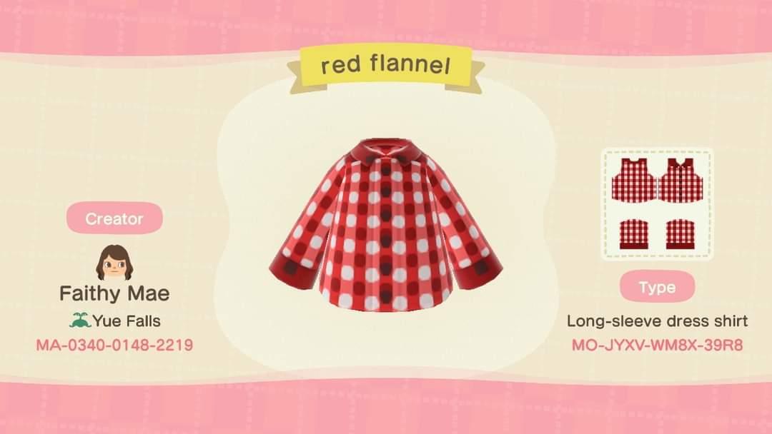 Animal Crossing Design Code: MO-JYXV-WM8X-39R8 Red Flannel
