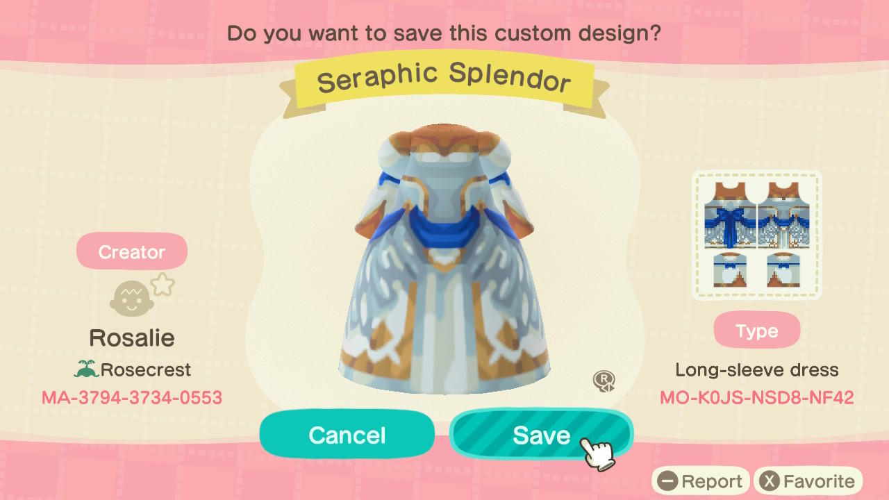 Animal Crossing Design Code: MO-K0JS-NSD8-NF42 Seraphic Splendor