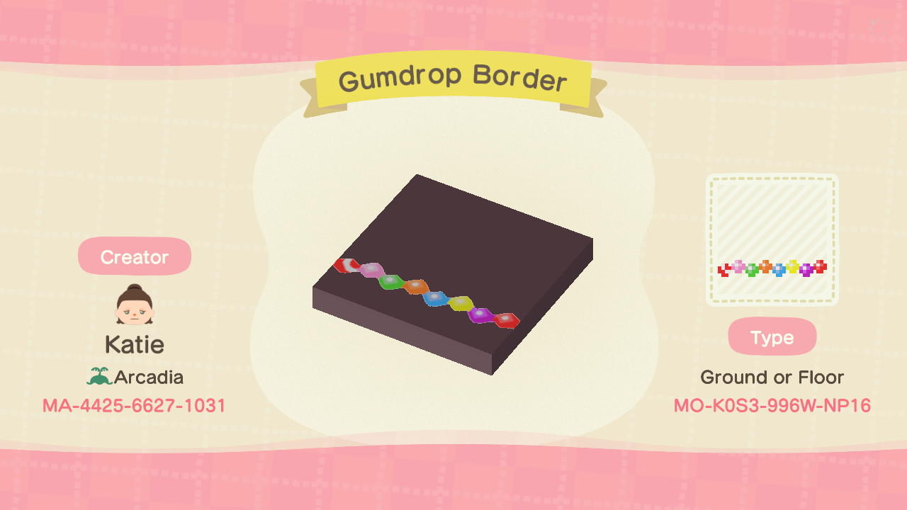 Animal Crossing Design Code: MO-K0S3-996W-NP16 Gumdrop Border