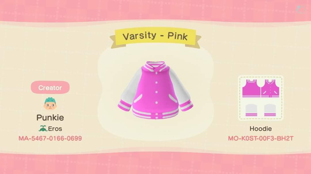 Animal Crossing Design Code: MO-K0ST-00F3-BH2T Varsity - Pink