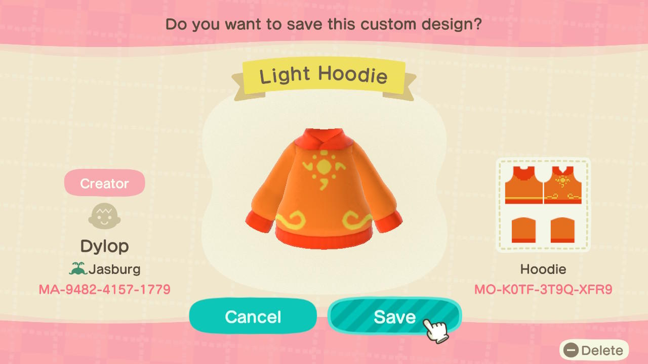 Animal Crossing Design Code: MO-K0TF-3T9Q-XFR9 Homestuck Light
