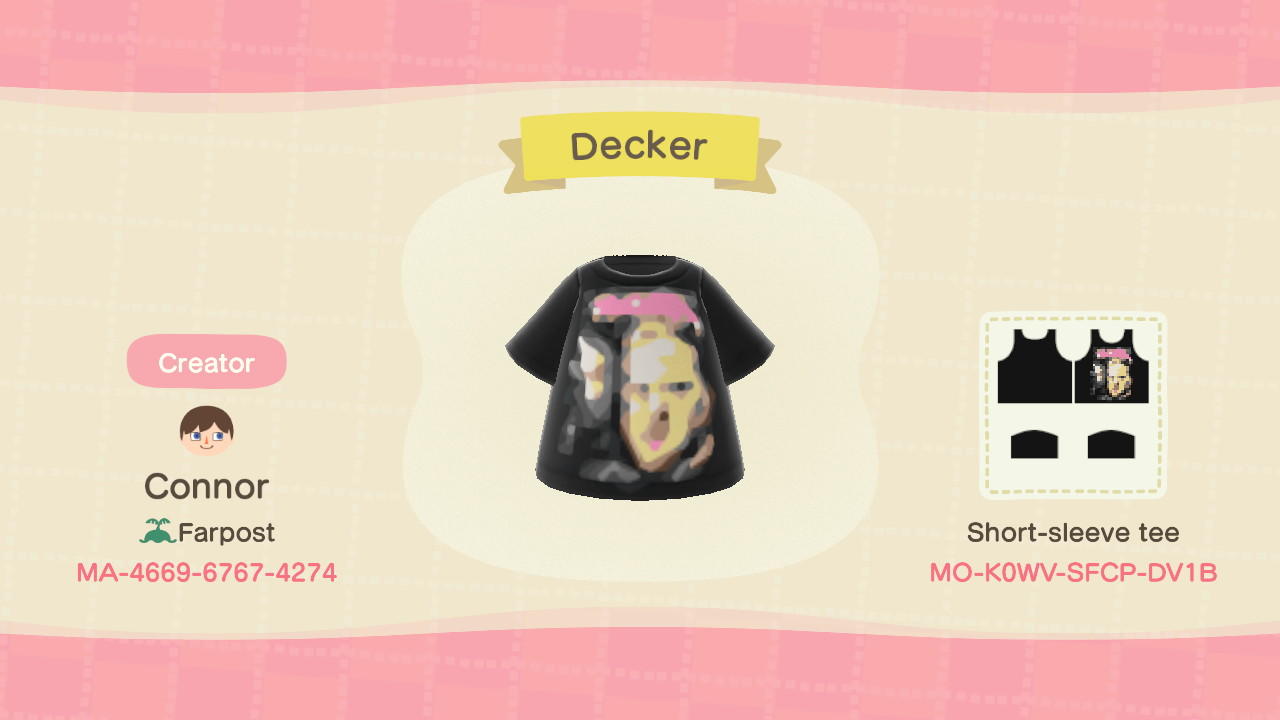 Animal Crossing Design Code: MO-K0WV-SFCP-DV1B Decker
