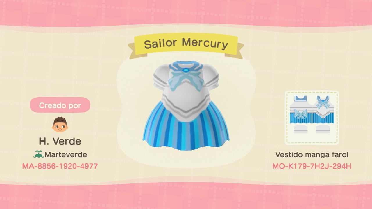 Animal Crossing Design Code: MO-K179-7H2J-294H Sailor Mercury