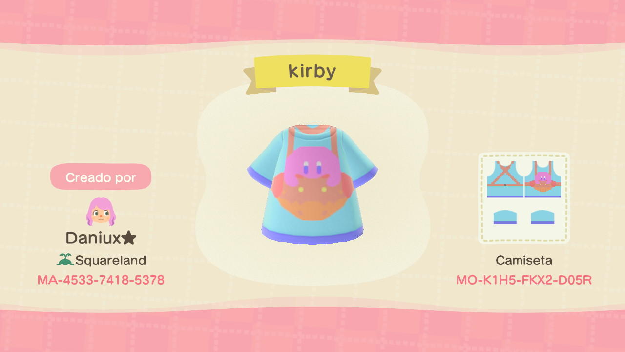Animal Crossing Design Code: MO-K1H5-FKX2-D05R Kirby