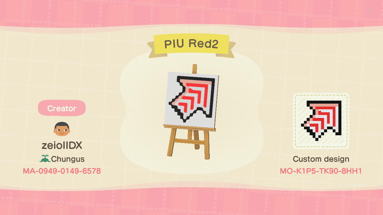 Animal Crossing Design Code: MO-K1P5-TK90-8HH1 PIU Red 2