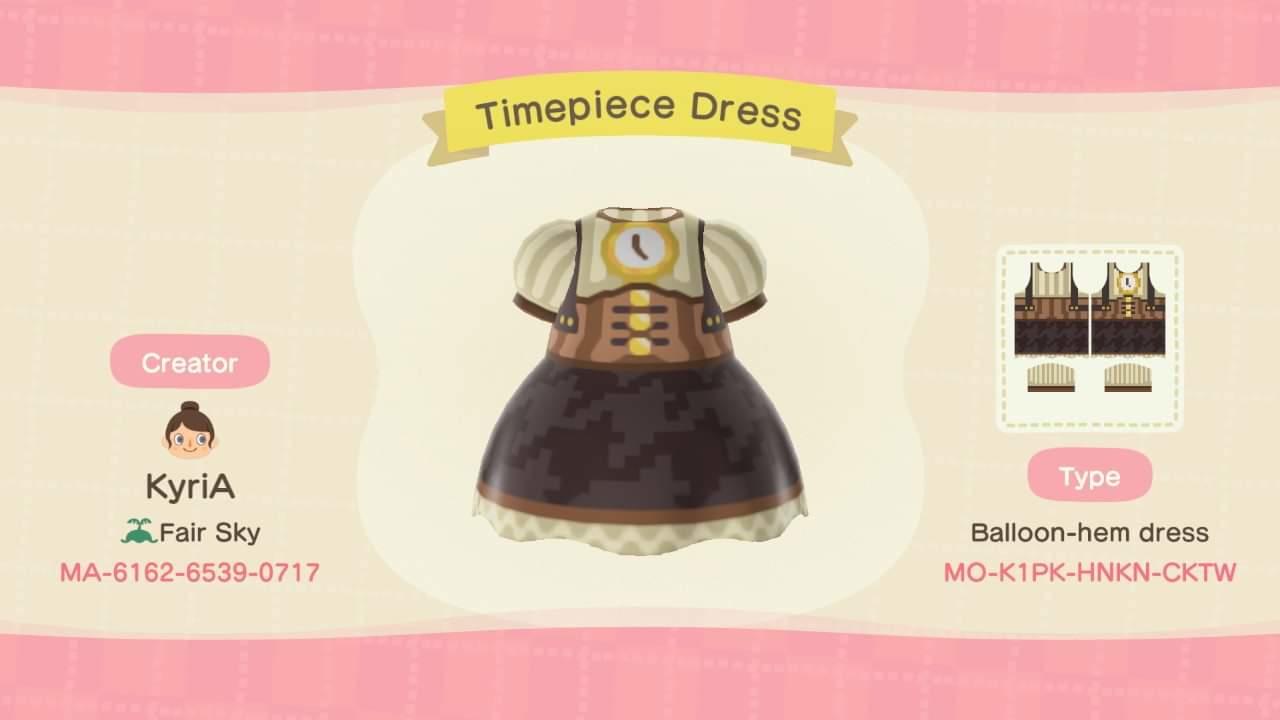 Animal Crossing Design Code: MO-K1PK-HNKN-CKTW Timepiece Dress
