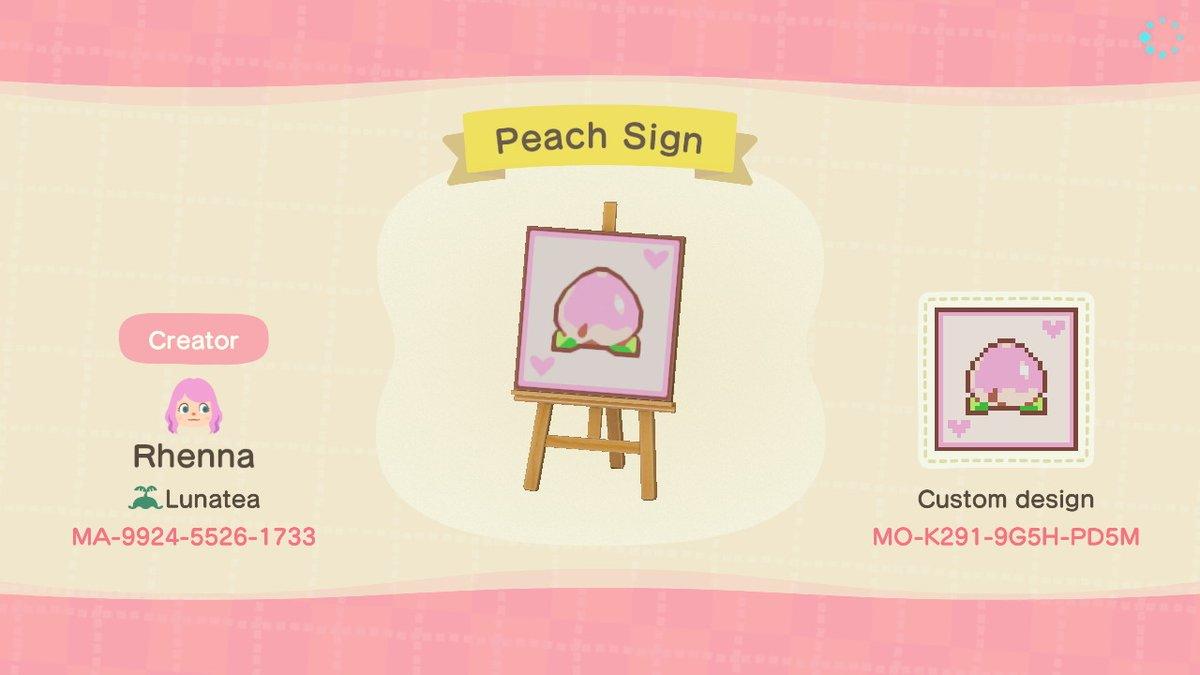 Animal Crossing Design Code: MO-K291-9G5H-PD5M Peach Sign