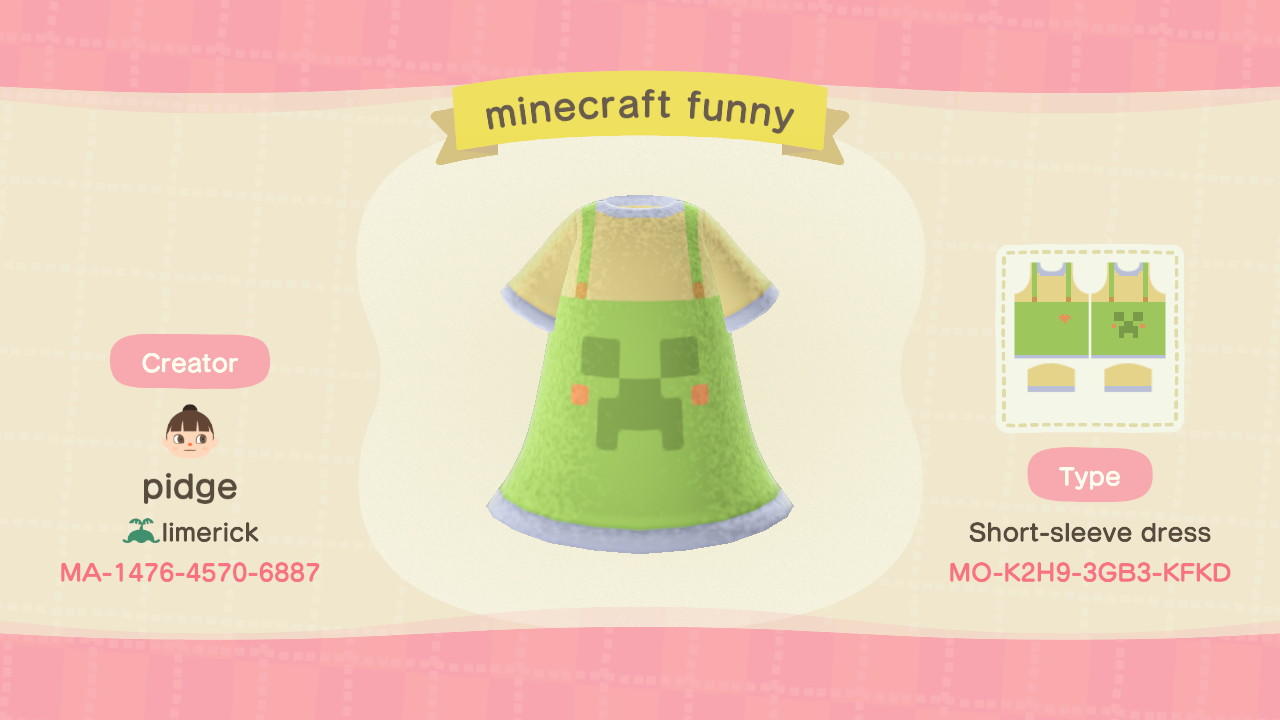 Animal Crossing Design Code: MO-K2H9-3GB3-KFKD minecraft overalls