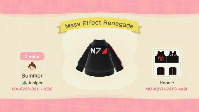 Animal Crossing Design Code: MO-K2YH-74TG-4K9F Mass Effect Renegade