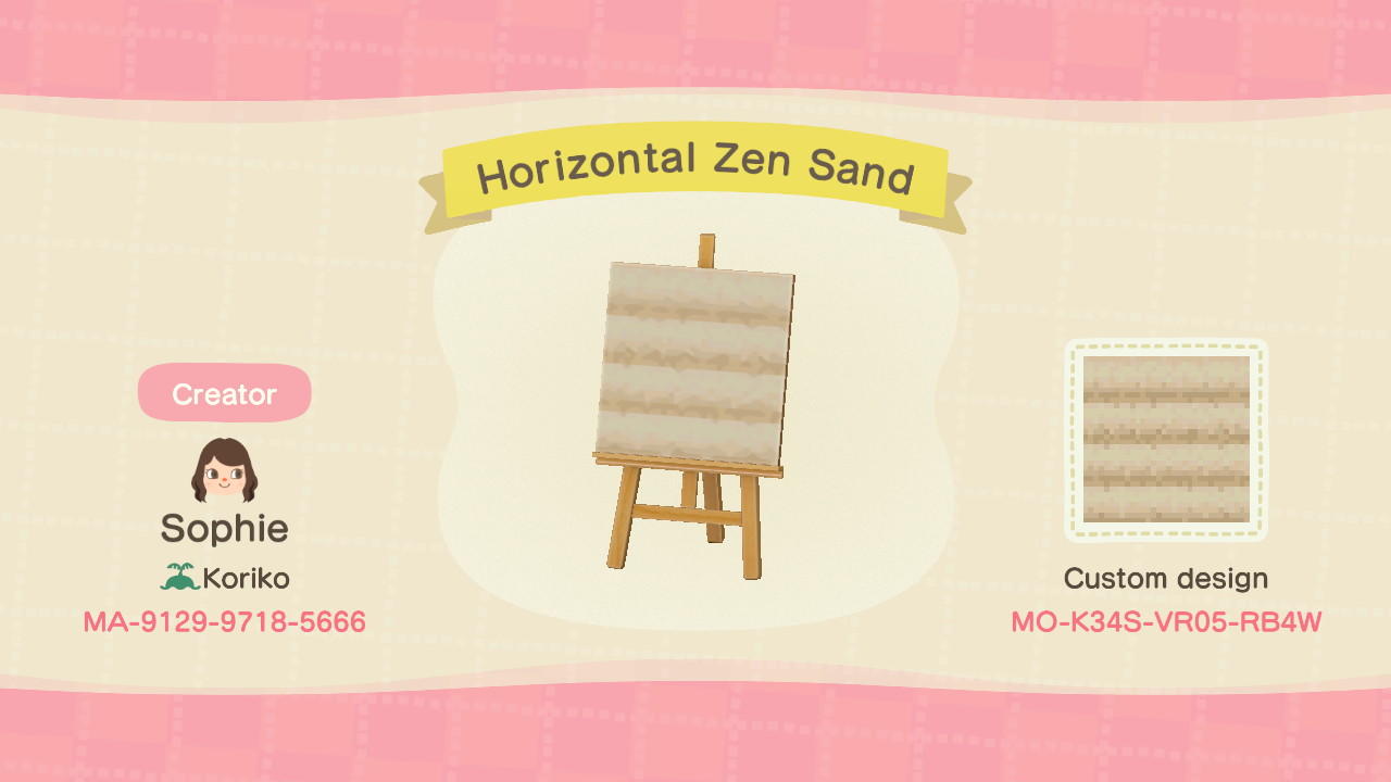 Animal Crossing Design Code: MO-K34S-VR05-RB4W Horizontal Zen Sand
