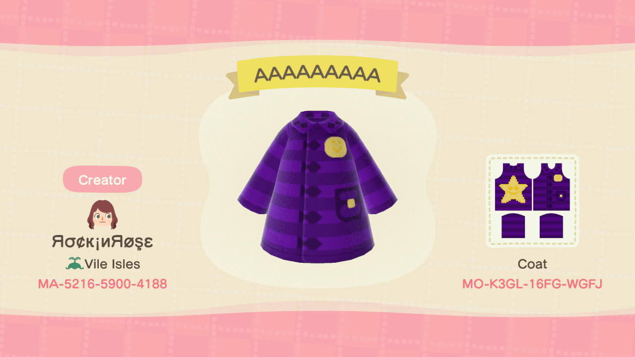 Animal Crossing Design Code: MO-K3GL-16FG-WGFJ Purple Stardom