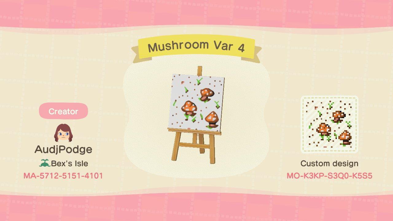 Animal Crossing Design Code: MO-K3KP-S3Q0-K5S5 Mushroom Var 4