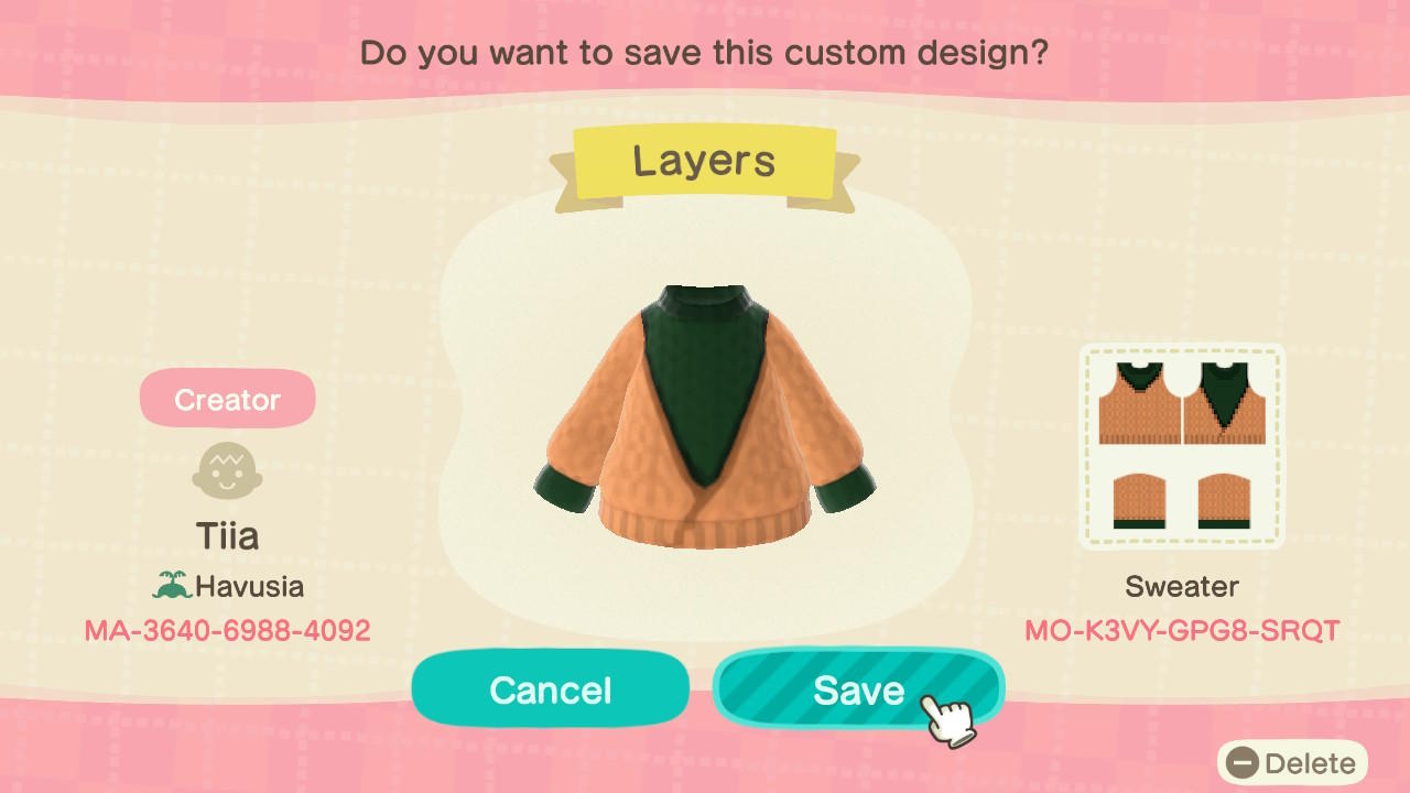 Animal Crossing Design Code: MO-K3VY-GPG8-SRQT Layers