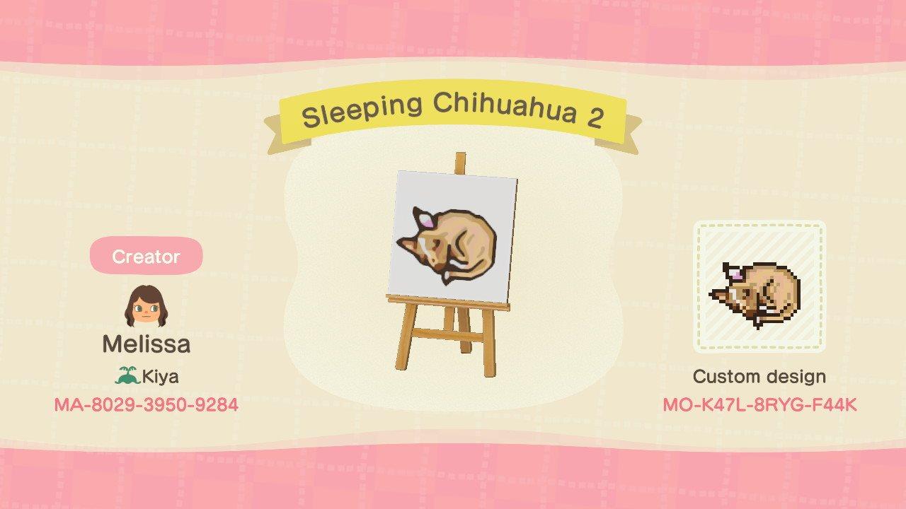 Animal Crossing Design Code: MO-K47L-8RYG-F44K Sleeping Chihuahua 2