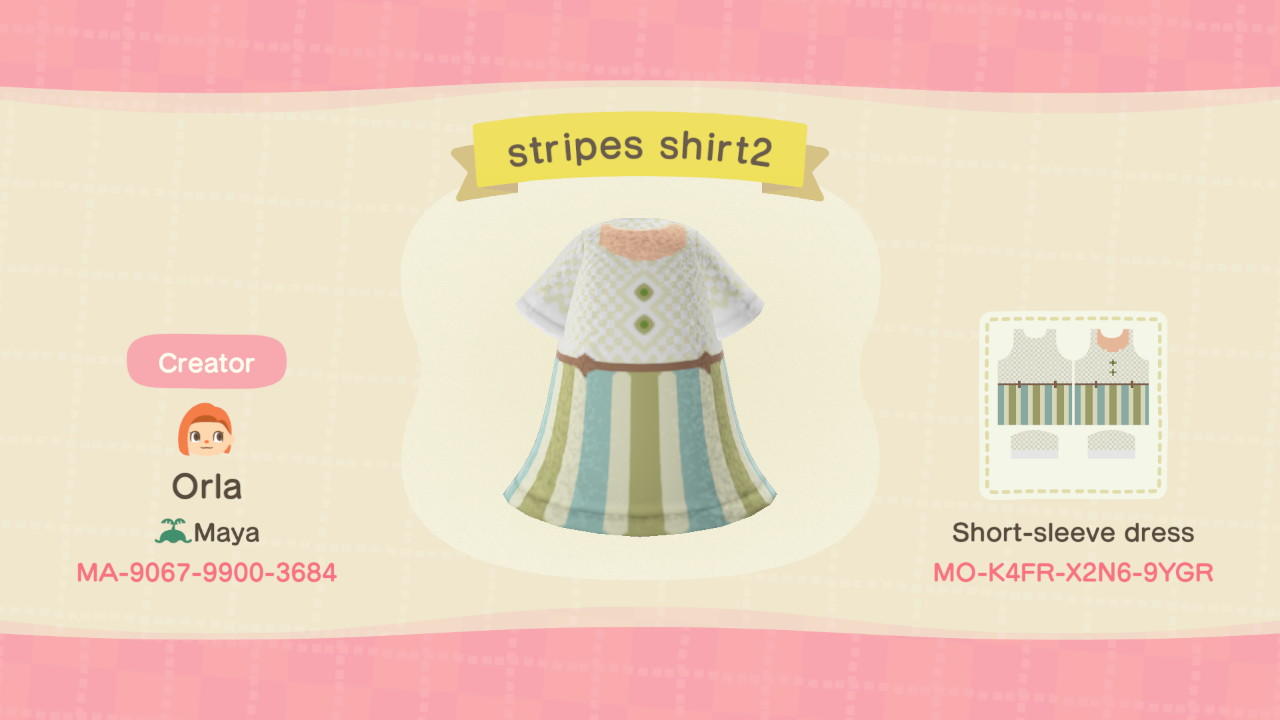 Animal Crossing Design Code: MO-K4FR-X2N6-9YGR Stripes shirt 2