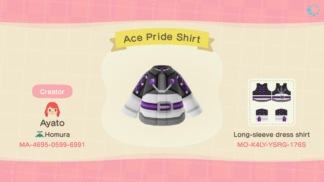 Animal Crossing Design Code: MO-K4LY-YSRG-176S Ace Pride Shirt