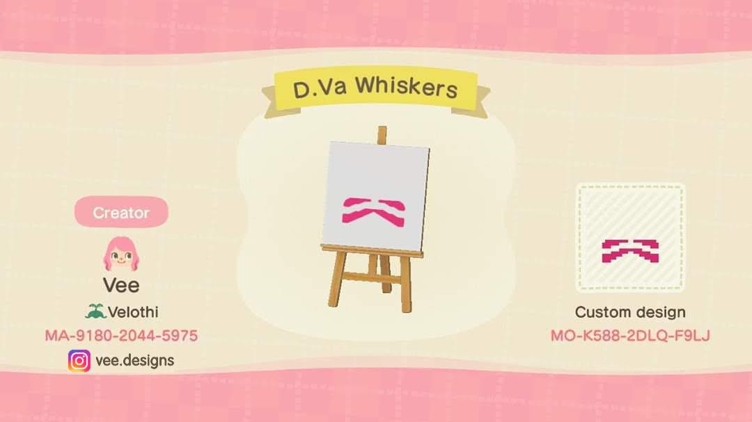 Animal Crossing Design Code: MO-K588-2DLQ-F9LJ D.Va Whiskers