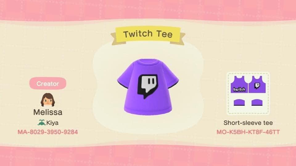 Animal Crossing Design Code: MO-K5BH-KT8F-46TT Twitch Tee
