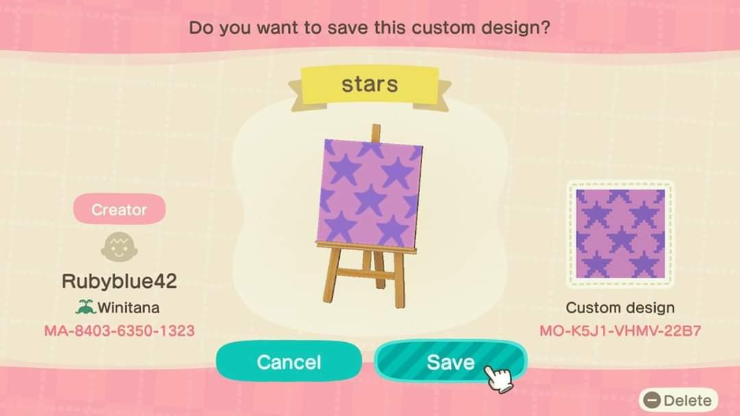 Animal Crossing Design Code: MO-K5J1-VHMV-22B7 Stars