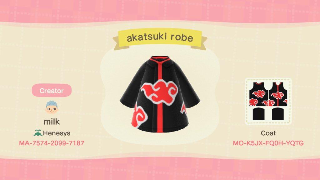 Animal Crossing Design Code: MO-K5JX-FQ0H-YQTG akatsuki robe