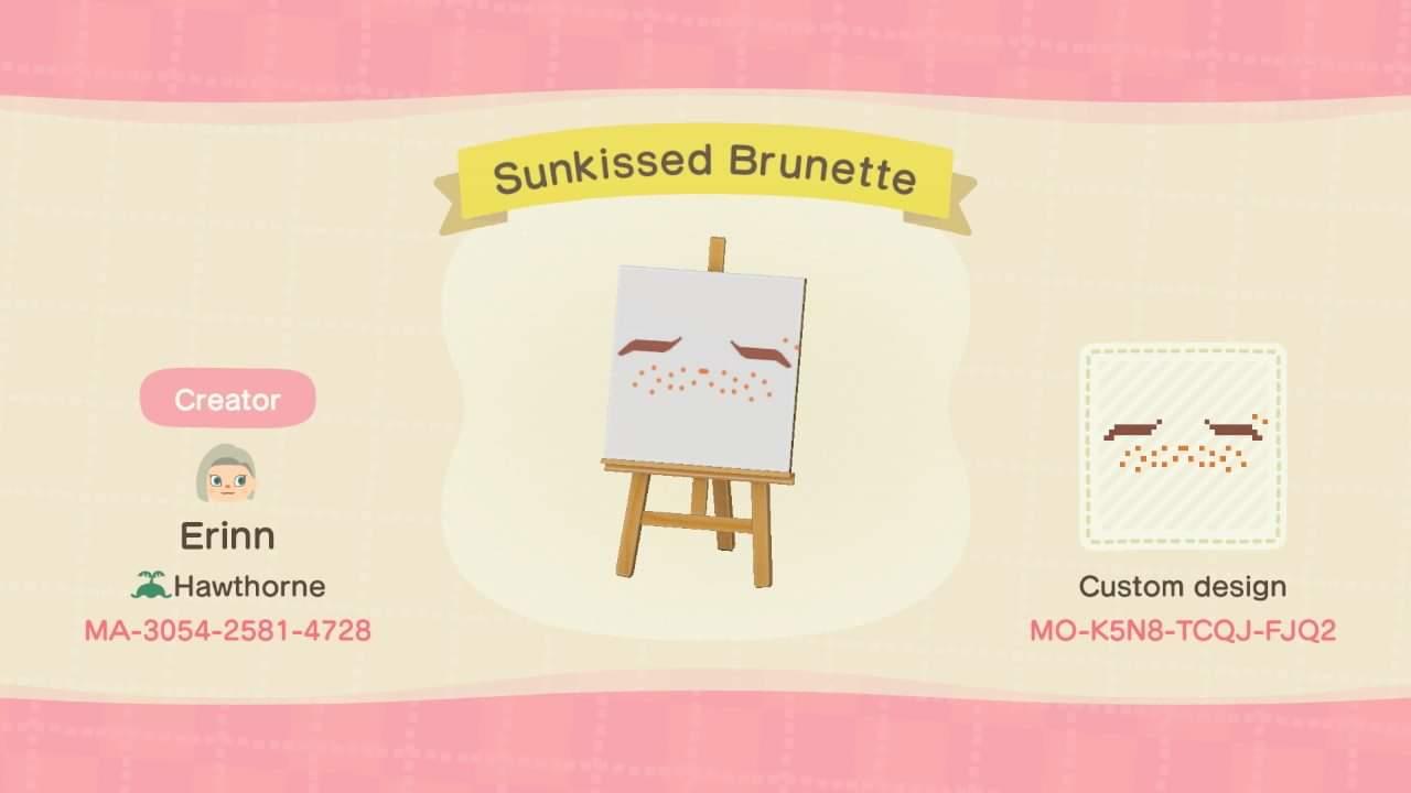 Animal Crossing Design Code: MO-K5N8-TCQJ-FJQ2 Sunkissed Brunette