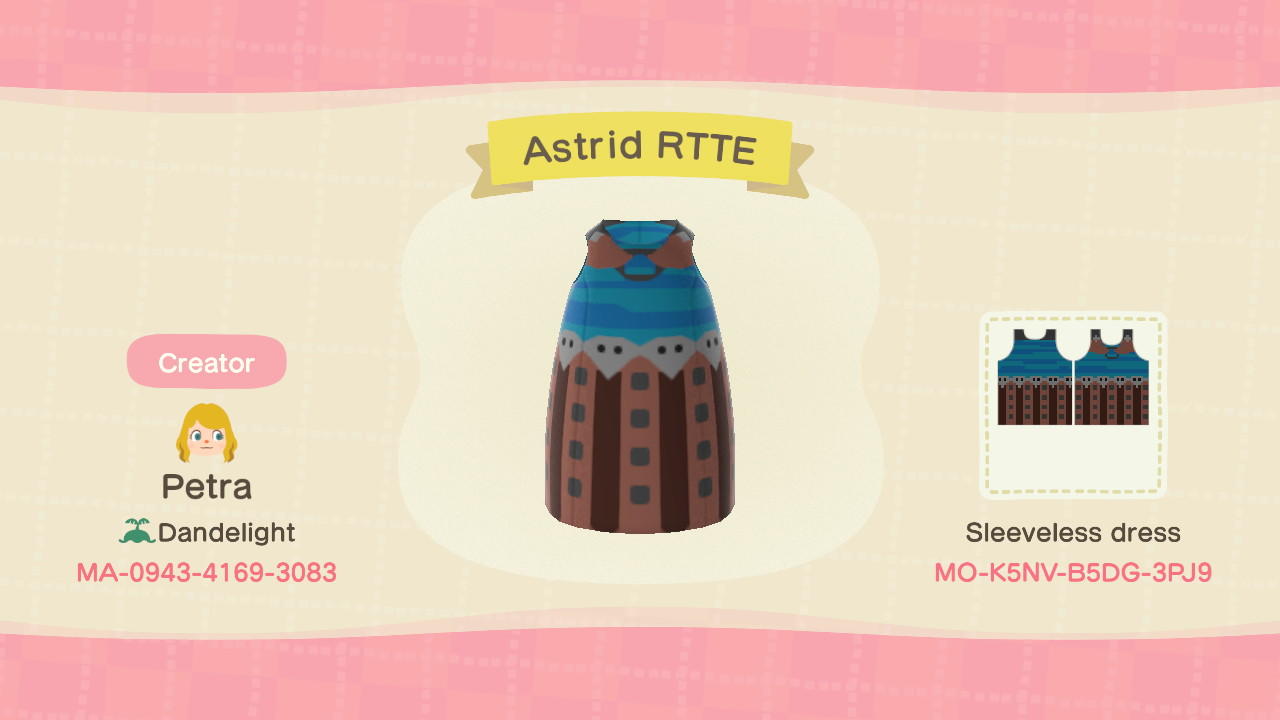 Animal Crossing Design Code: MO-K5NV-B5DG-3PJ9 Astrid RTTE
