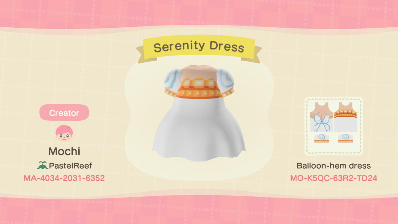 Animal Crossing Design Code: MO-K5QC-63R2-TD24 Serenity Dress