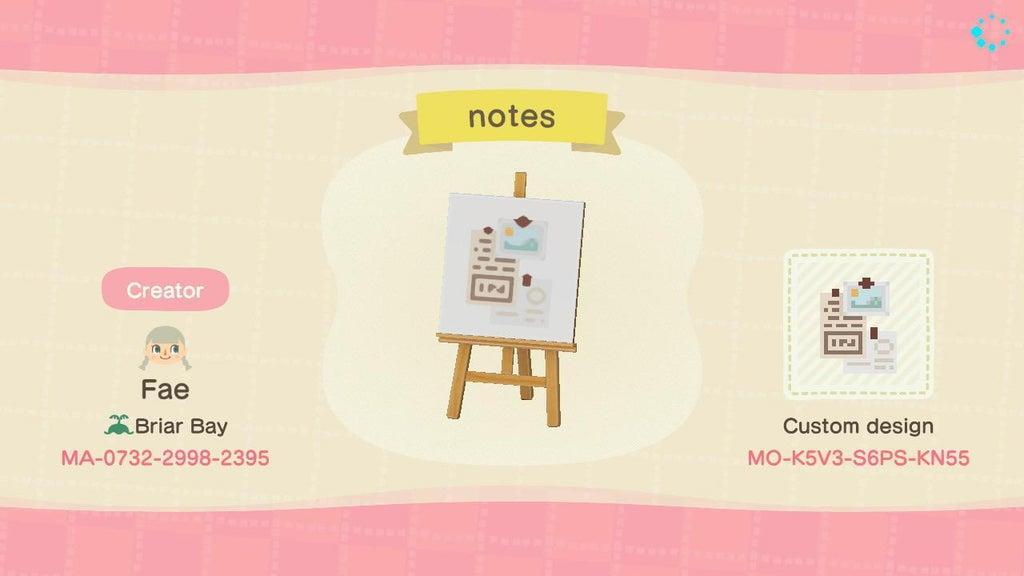 Animal Crossing Design Code: MO-K5V3-S6PS-KN55 notes